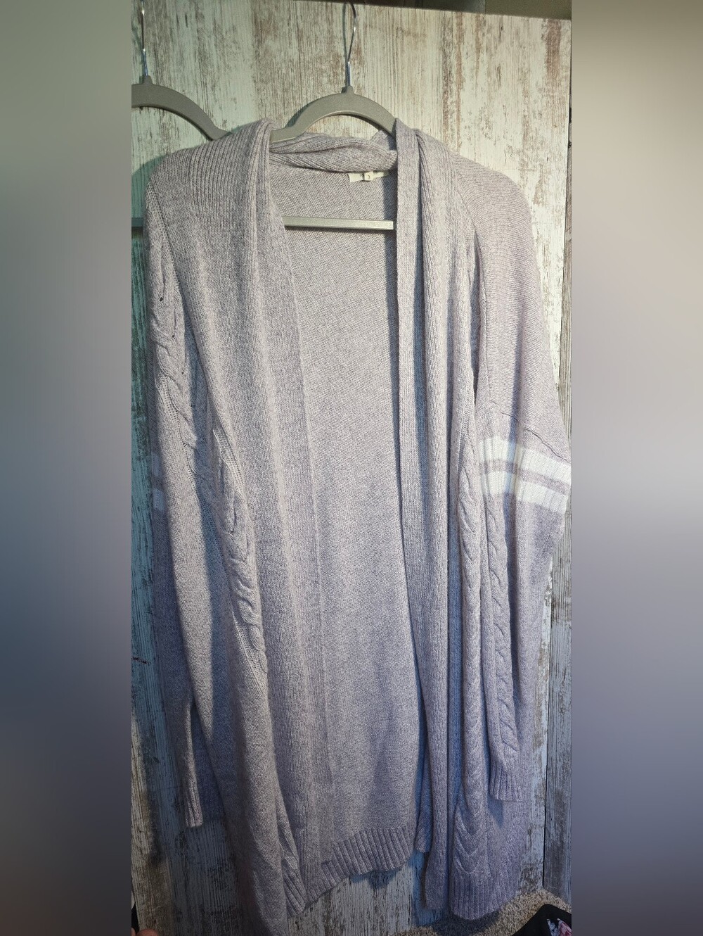 Maurices Open-Front Light Lavender Cardigan with Stripe Detail Plus Size 3